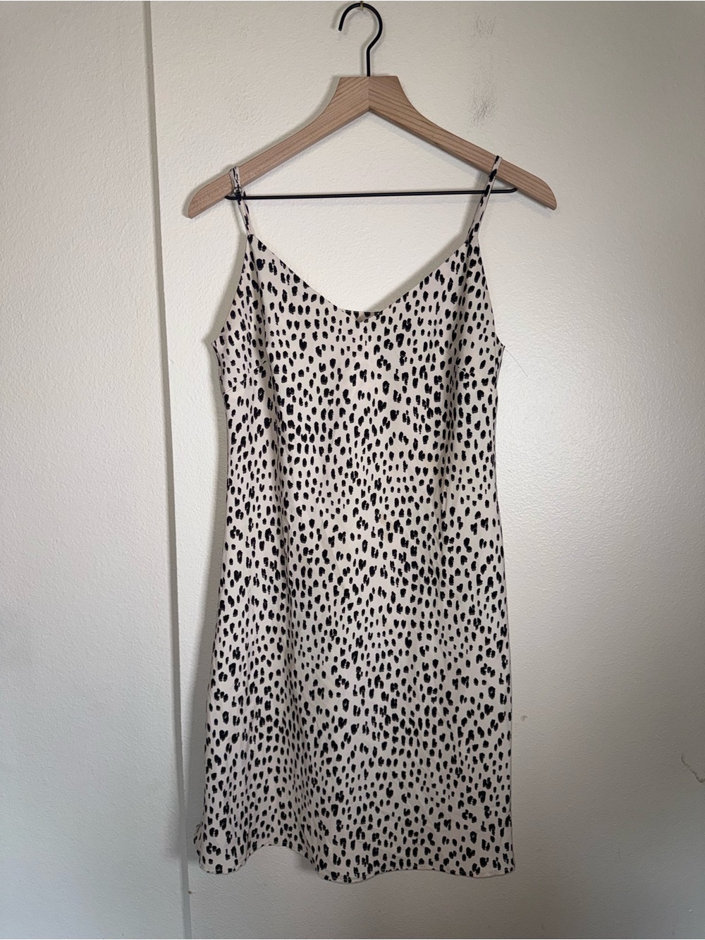 AUDREY 3 + 1 Cream and Black Leopard Print Spaghetti Strap Slip Dress L